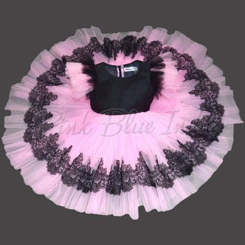Black And Pink Gown Party Wear Dress For Baby Girl